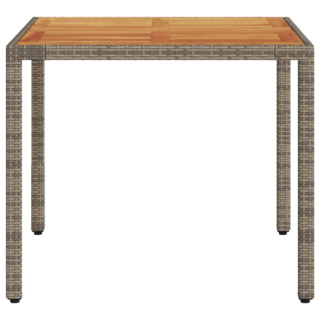 Garden Table with Acacia Wood Top Grey 90 x 90 x 75 cm Poly Rattan
