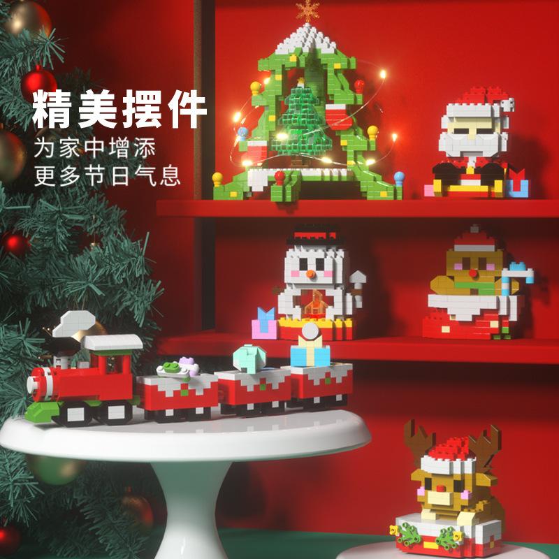 Christmas Tree Gift Reindeer Mini Brock Building Construction Toys for Kids girls 6 Year Old Santa Claus Snowman Micro Brick toy