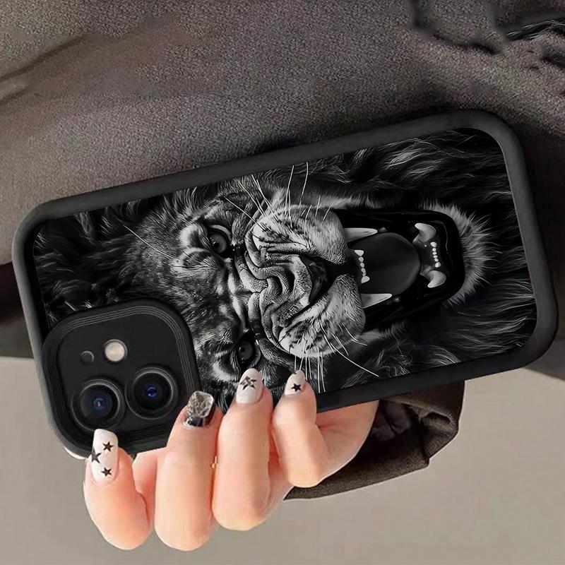 Tiger Pattern Silicone Protective Cover for Apple11iPhone16/15/14All Inclusive13Ladder Phone Case12