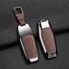 Zinc Alloy Leather Car Key Case for  A5 A6L 2025 Keychain Remote Protection Cover Shell Fob Bag Ring Accessories