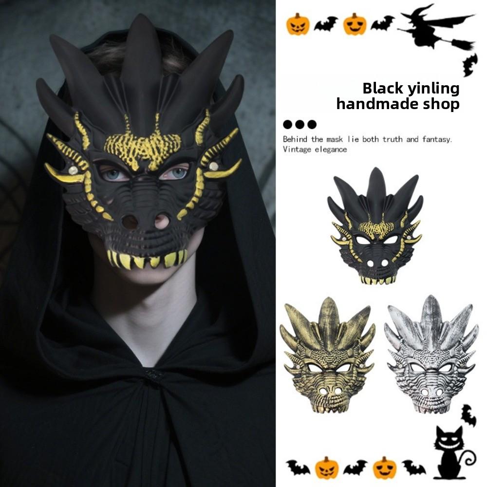 Plastic Dragon Head Mask Full Face Masquerade Mask Punk Halloween Mask  Makeup