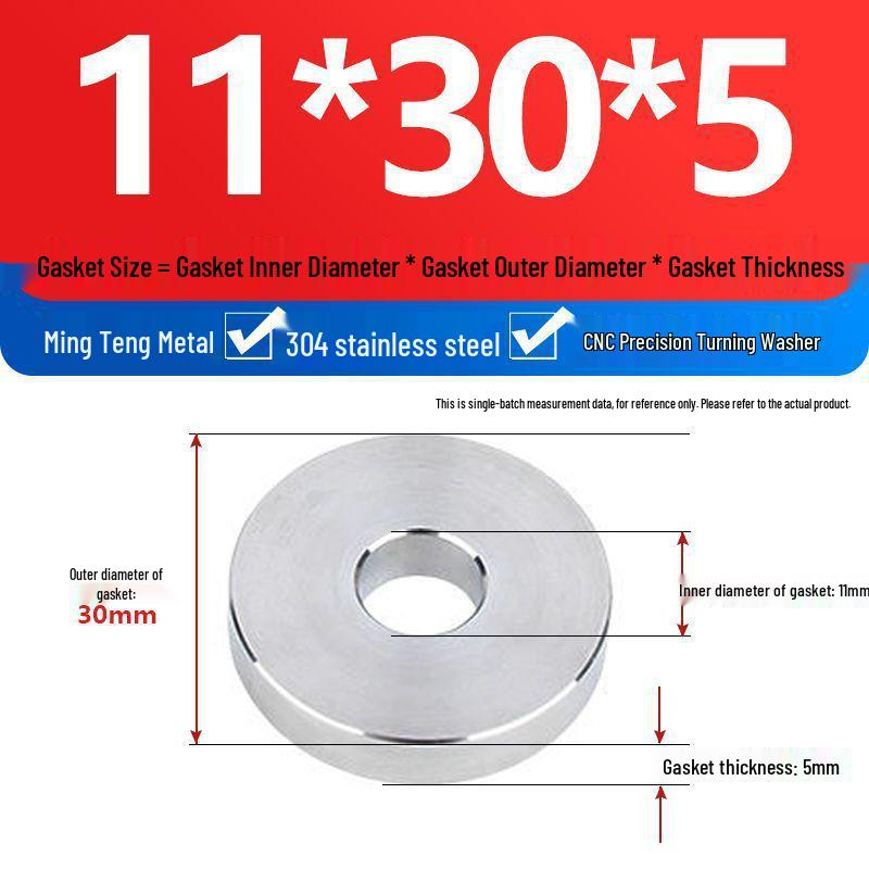 304 Stainless Steel Heavy Duty Thickened Flat Washer - Precision CNC Machined, Custom Non-standard Processing Available
