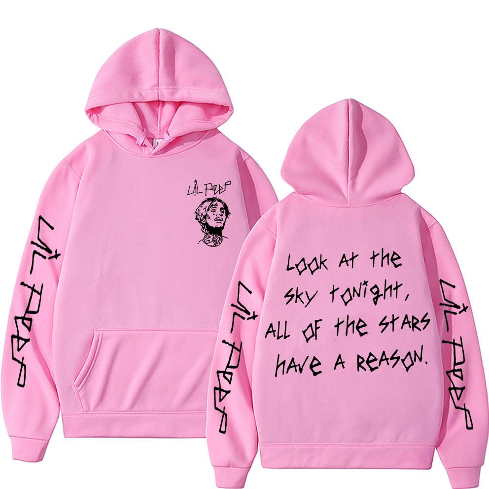 

Худі з принтом репера Lil Peep Look At The Sky Tonight All of The Stars Have A Reason для чоловіків та жінок, хіп-хоп, оверсайз, світшот XL рожевий