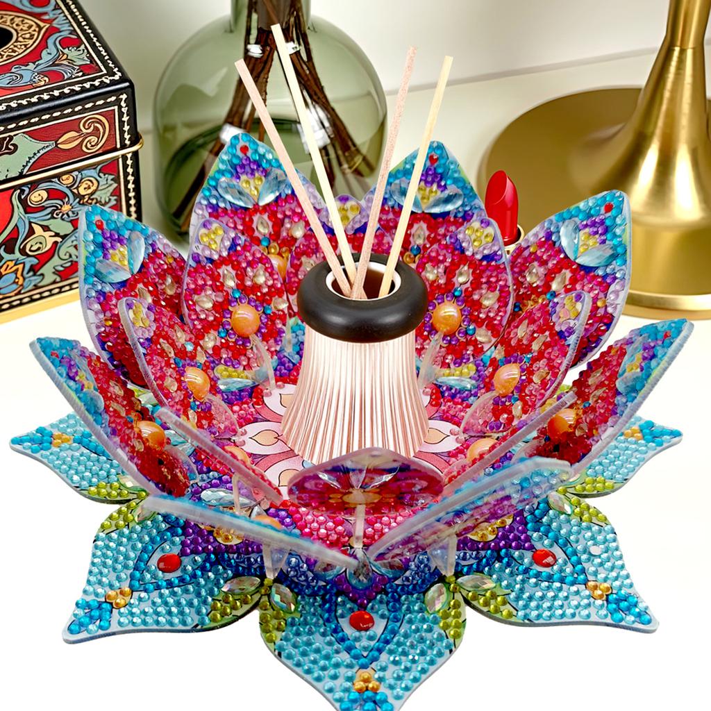Lotus Candlestick DIY Diamond Art Desk Ornaments Diamond Painting Table Ornaments for Adult Beginner Home Office Decor
