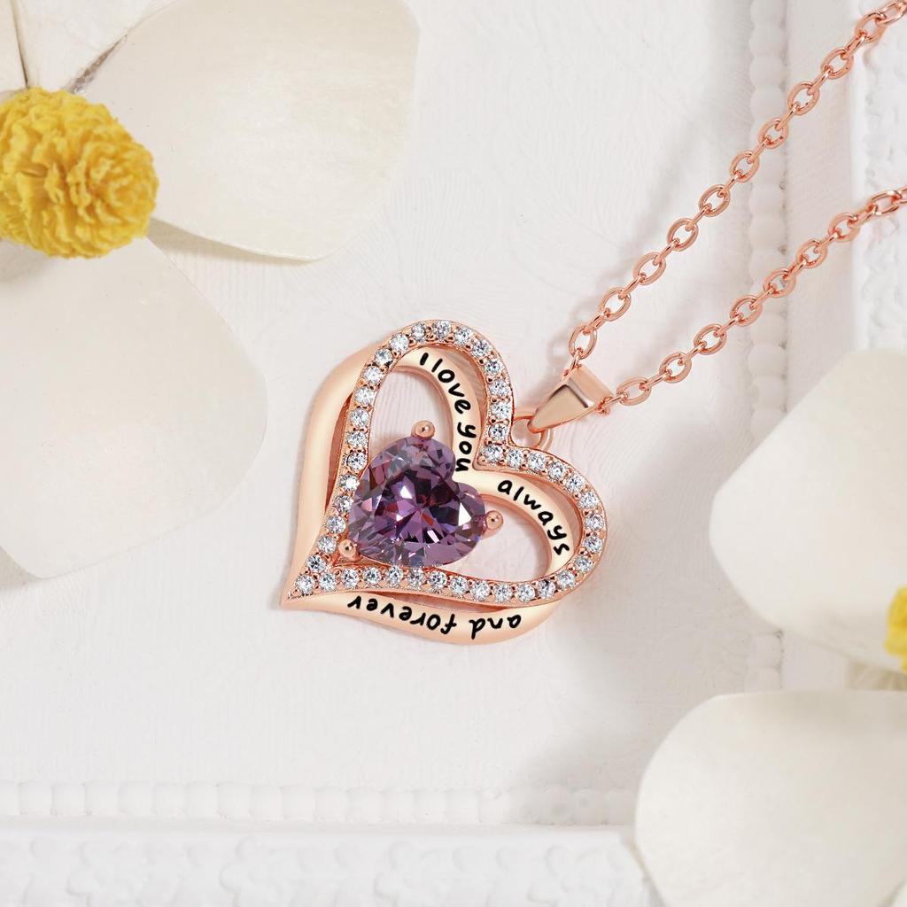 Heart-Shaped Diamond Pendant Necklace with Birth Month Accent