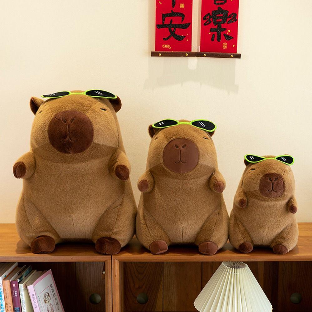 Wear Glasses Capybara Plush Toy Cartoon Capibara Fluffty Doll Cute Capybara Plush Doll  Home Decor