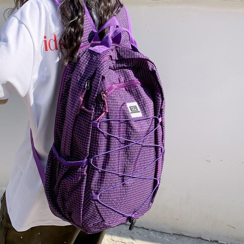 Outdoor Sports Waterproof Drawstring Backpack Large Capacity Travel Bag Student Plaid Backpack