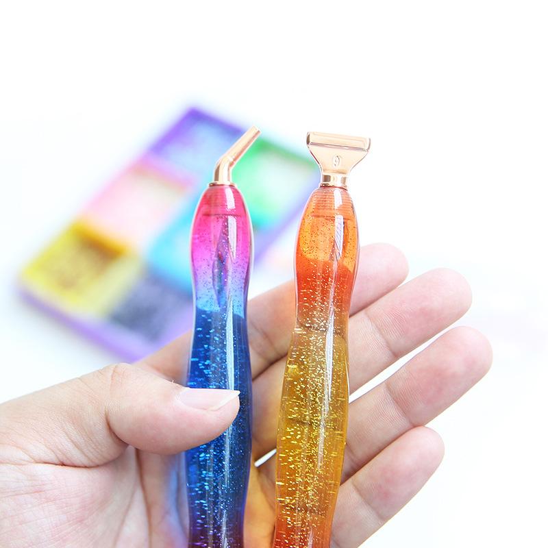 Glitter Gradient Resin Diamond Painting Pen Kit 12 Interchangeable Tips 6 Wax Blocks 2 Sorting Trays Correction Tool Ergonomic Grip