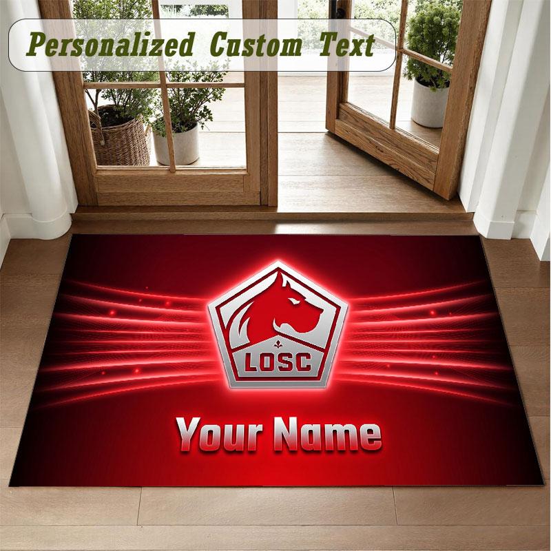 Crystal Velvet Square Rug Custom NameLOSC Lille FC Pattern Non Slip Home Floor Decor Rug