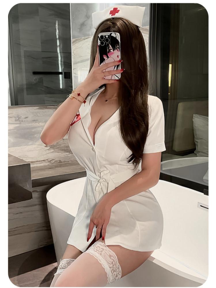 Plus Size Woman Lingerie Nurse Cosplay Lingerie Uniform Dress Suit Babydoll Teddy Chemises Porn Erotic Maid Costume Lenceria