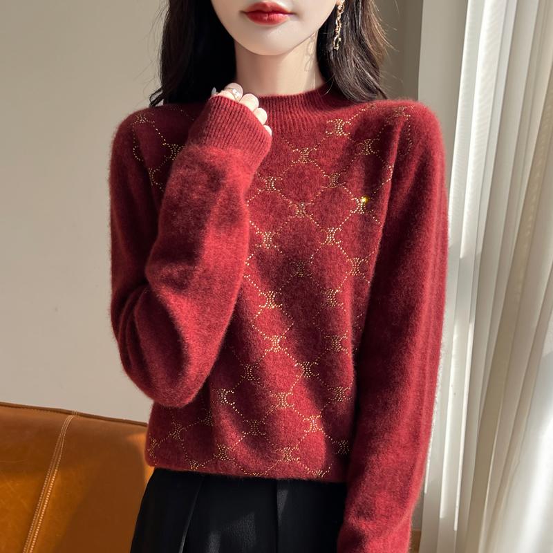 Women's Cashmere Sweater Qinghe Cashmere 30% Cashmere 70% Wool Autumn and Winter Pullover Warm and Fashionable