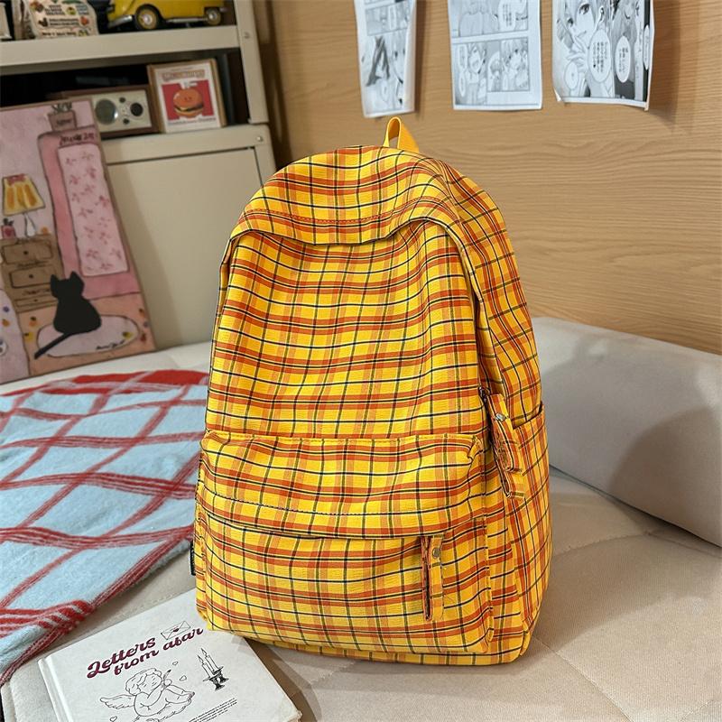 Vintage Plaid Student Schoolbag Women's Large Capacity College Style Backpack