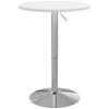 Mesa redonda alta de cozinha altura ajustável 69-91 cm tampo giratório 360 graus branco e prata