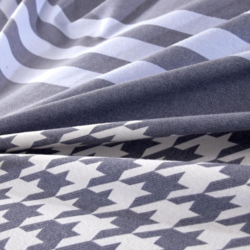 Simple Geometric Pattern Bed Sheet Set 100% Cotton Skin Friendly Flat Sheets with Pillowcase Thickened Queen Size Bedding Set