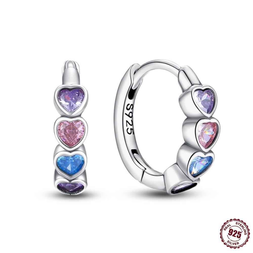 Style S925 Silver Earrings Love Heart Theme Series Women Hoop Earrings Holiday Wedding Fine Girls Jewelry Gifts