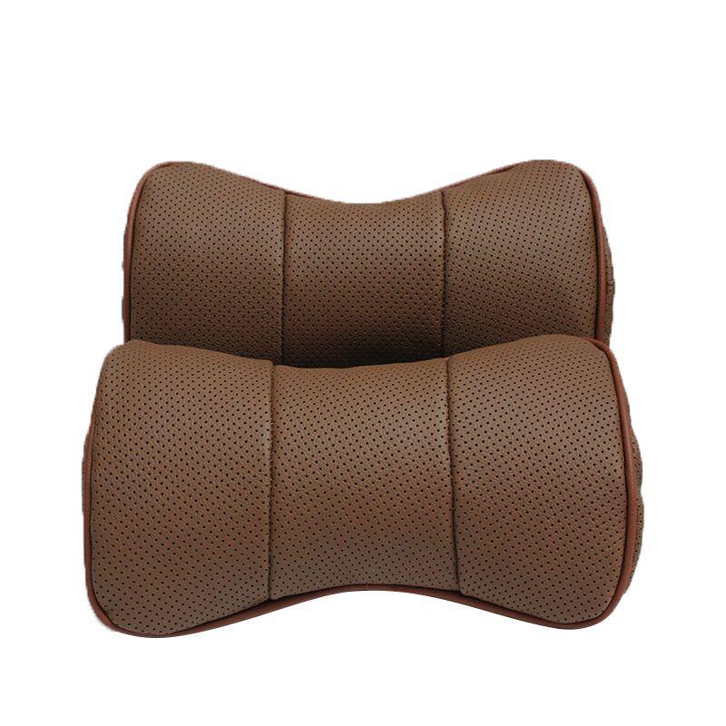 Genuine Leather MG Car Neck & Backrest Pillow - Cowhide Protection with Custom Logo Option