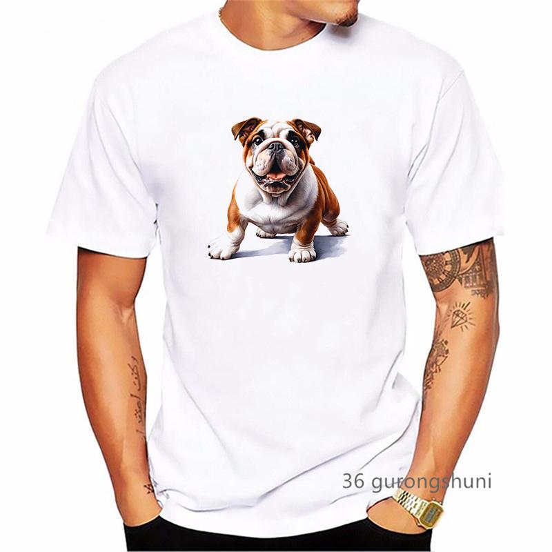 British Bulldog Dog Animal Printed T Shirt Men Clothes 2024 Summer Fashion Short Sleeve TShirt Homme Harajuku Shirt