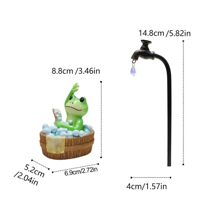 Frog Garden Decor Resin Animal Collectible Figurines Frog Bathing Sculptures Garden Statues Ornaments For Home Patio Yard Lawn