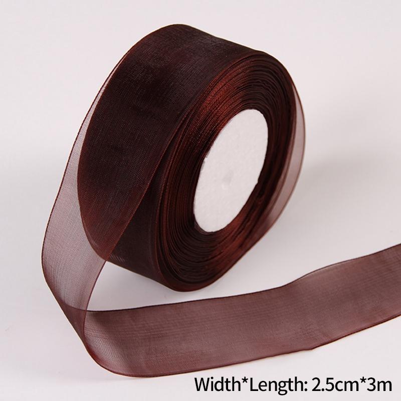 1Roll Sheer Organza Ribbon Chiffon Silk Ribbon for DIY Craft Gift Wrapping Christmas Decoration Wedding Bouquet Sewing Supplies