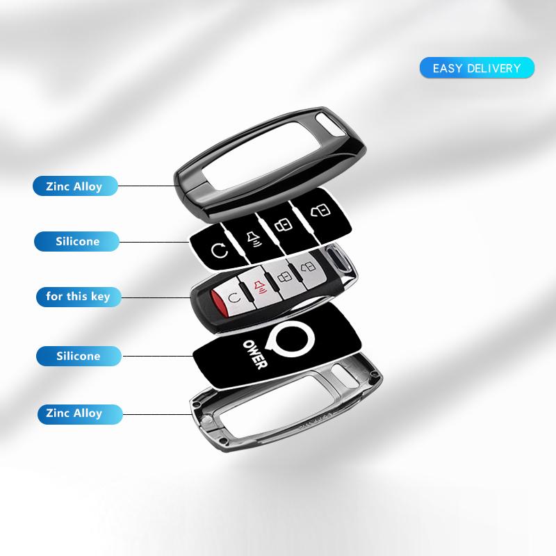 Car Key Case For Great Wall Ower Gwm P Series Pickup Poer Truck Remote Cover Shell Keychain Ring Holder Fob Interior Accessories