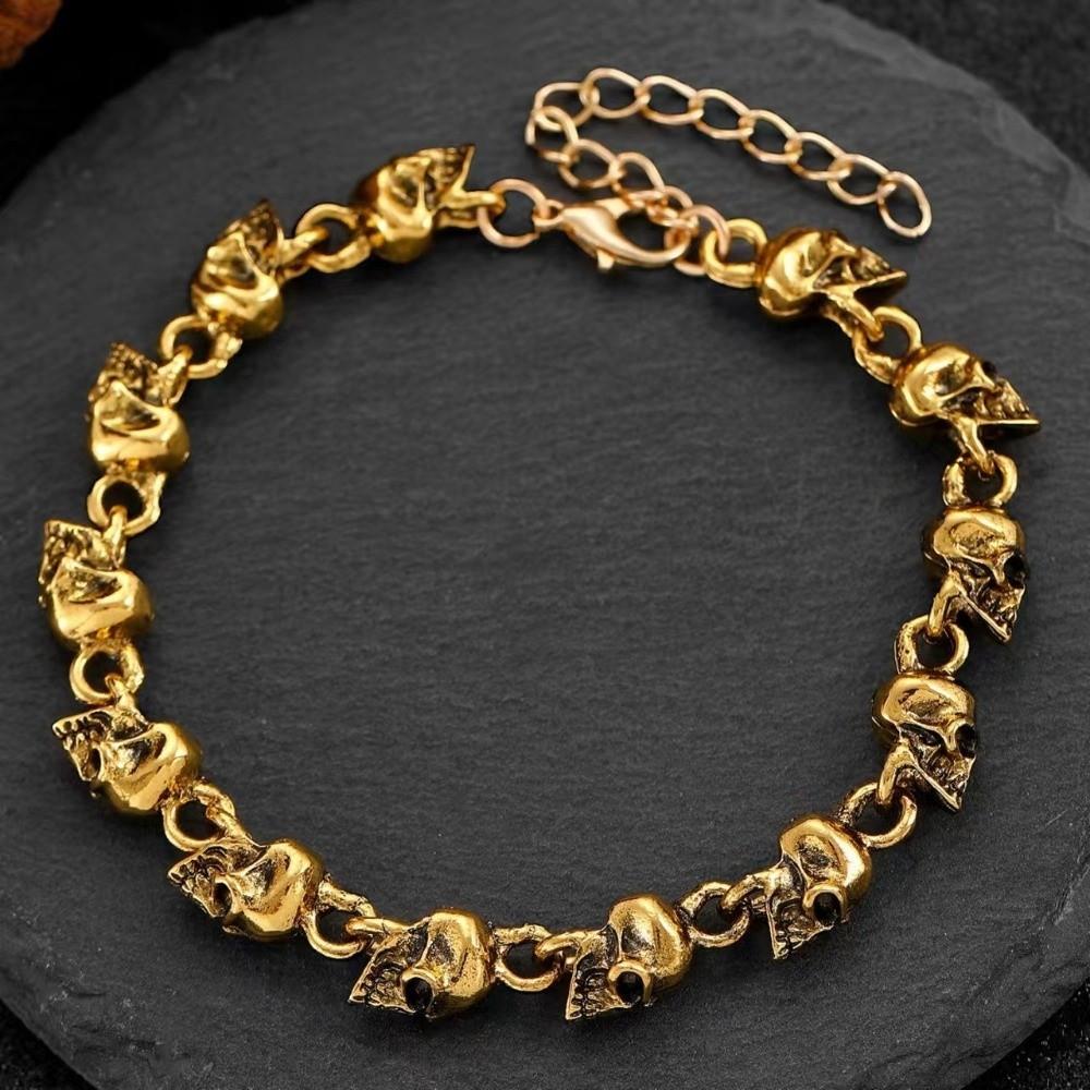 Gothic Clavicle Chain Hip Hop Beaded Bracelet Personality Skull Necklace  Hallowmas