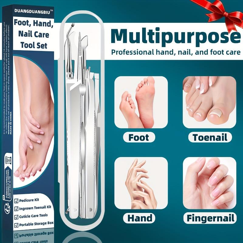 10-Piece Stainless Steel Nail Inlay and Dead Skin Removal Tool Set - Unscented Pedicure Nail Set, Halloween Gift