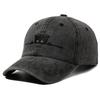 Cat Embroidery Washed Baseball Cap Versatile Fashion Daddy Cap Adjustable Sunscreen Sports Cap Spot Black