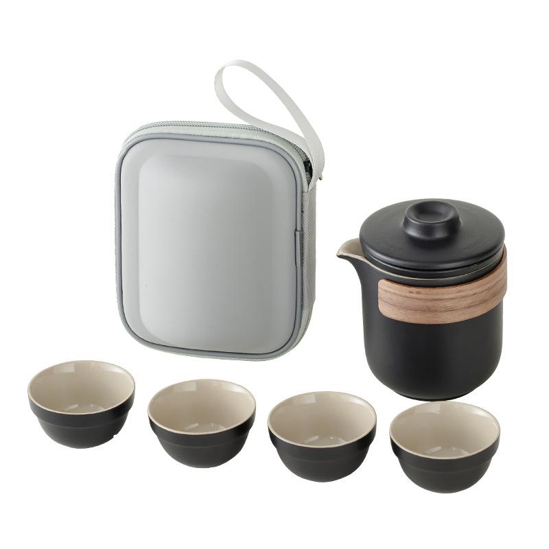 Simple Kung Fu Tea Set Big Talk and Travel Tea Set Kuaike Cup Portable Bag Ceramic Portable Outdoor One Pot Four Cups