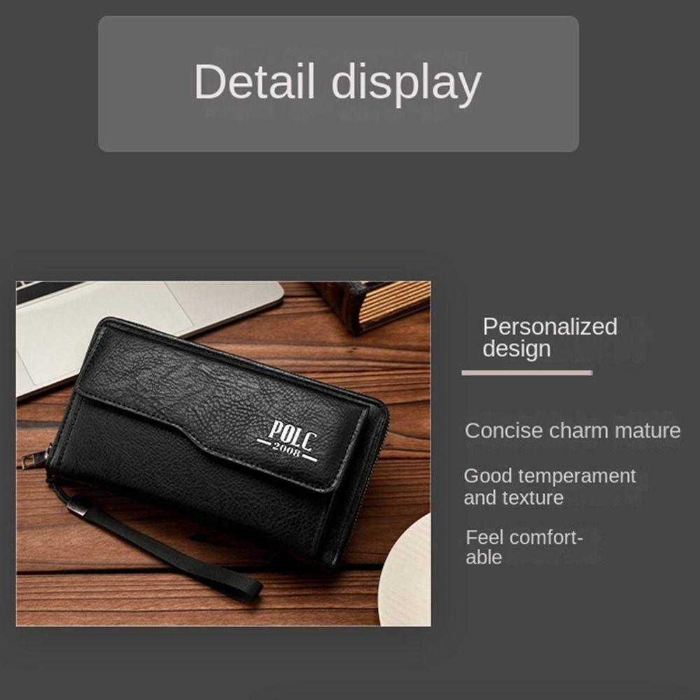 Leather Men's Long Wallet Large Capacity Men's Hand Bag Casual Male Leather Purse  Card Holder