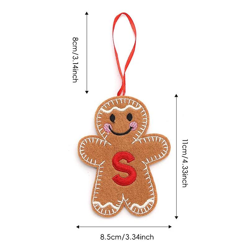 A-Z Gingerbread Man Doll Christmas Decoration Pendants Xmas Tree Hanging Ornament Christmas for Home New Year Kids Gift