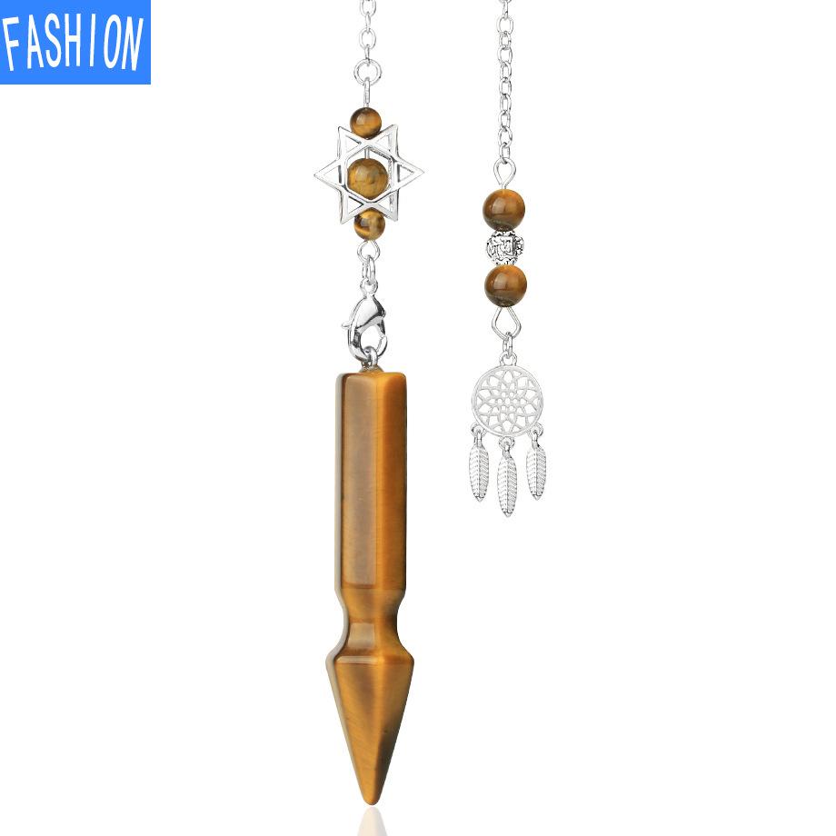 

Модные ювелирные изделия из натуральных кристаллов, умный маятник, универсальный конический кулон для мужчин и женщин Tiger-Eye