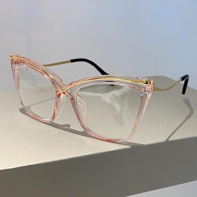 Oversized Cat Eye Eyeglasses Fashion Vintage Blue Light Blocking Eyewear  Trendy Non-prescription Glasses for Women