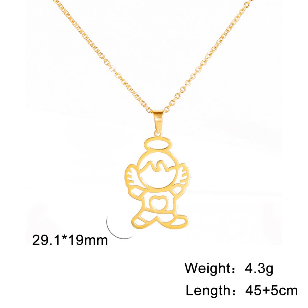 Cazador Angel Pendant Necklace for Women Christian Amulet Neck Chain Angel Baby Stainless Steel Jewelry Birthday Gifts New