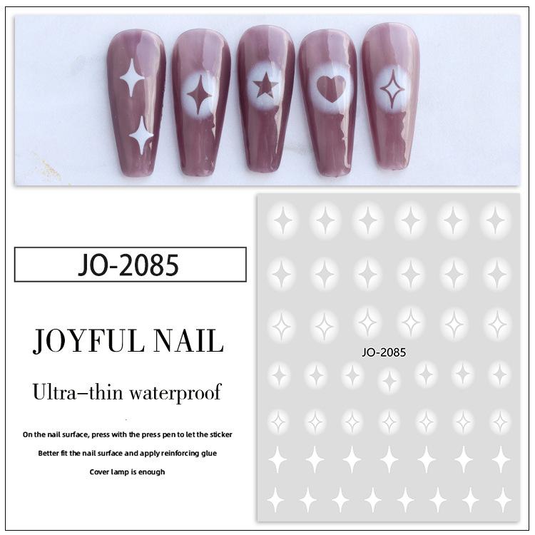 White Gradient Butterfly Heart Star Cross Nail Art Stickers