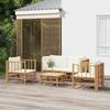 VidaXL Garden Lounge Set 5 Pcs with Cream White Cushions Bamboo 3155185