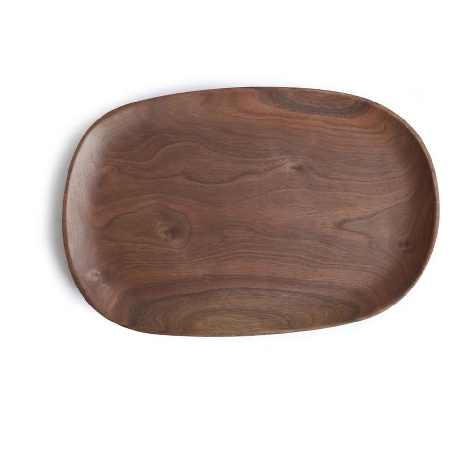 South American Walnut Melon Seeds Plate Japanese Solid Wood Snacks Fruit Dessert Tray Creative Acacia Wood Dessert Plate
