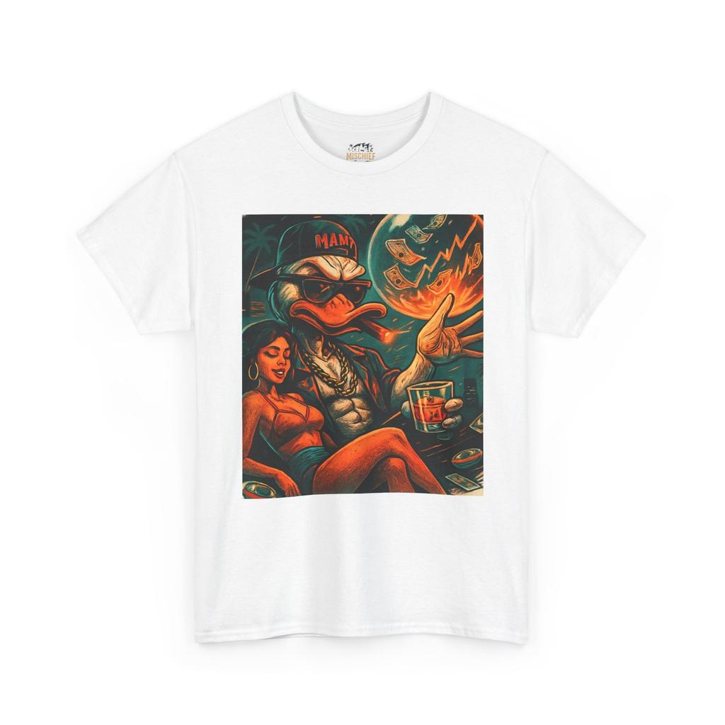 Muscular Duck Unisex Tee with Stock Market and Beach Vibes
