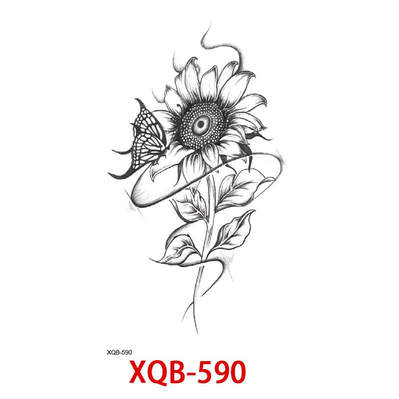 Small Full Arm Tattoo Sticker, Flower Letters, Plain Flower Tattoo Sticker Tattoo