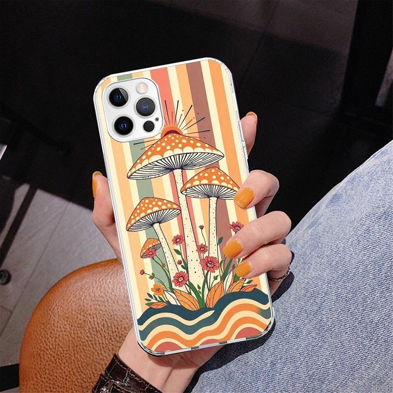 Boho Hippy Mushroom Sunrise Phone Case For iPhone 13 12 Mini 11 Pro Max XS XR X SE 7 8 Plus 5S 5 6S 6 Gift Print Cover Fundas
