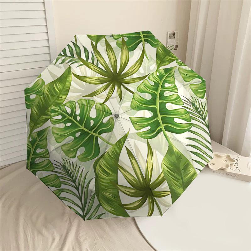 

1PC Tropical Leaves Pattern Umbrella-8-Rib Reinforced, Automatic Open, Lightweight & Durable, Cute Fashion Accessory for Outdoor-P71
