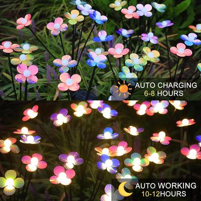 Solar Flower Lights Outdoor 4-Pack 32LED Waterproof Garden Decor