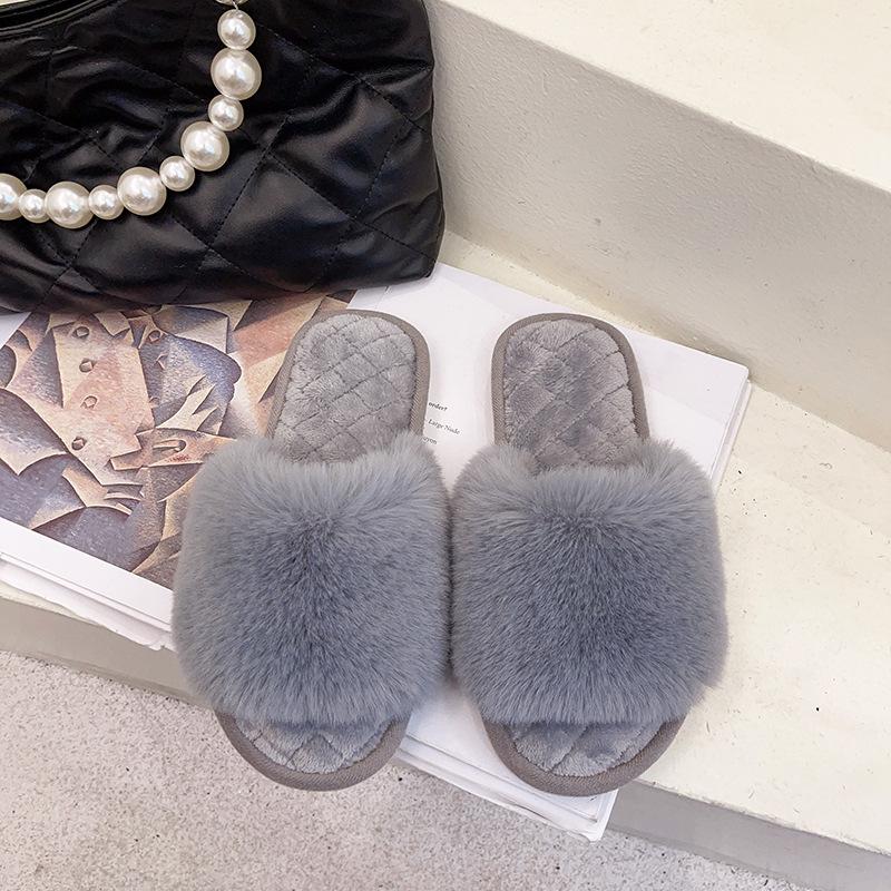 Large size Mao Mao slippers 2025 autumn and winter new indoor flat bottom fashionable large Mao Mao cotton slippers