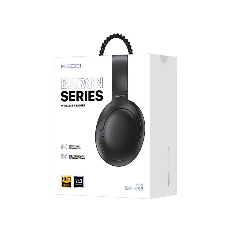 Recci REP-W59 Over-Ear Wireless Bluetooth Noise-Cancelling Headphones