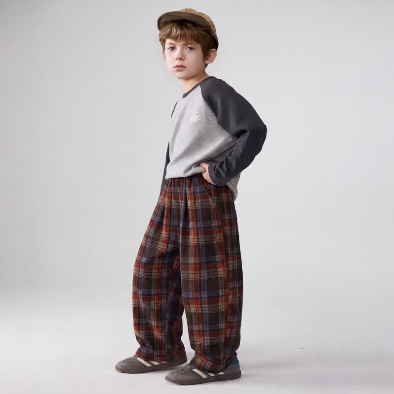 ASK JUNIOR Boys' Plaid Fleece Casual Pants