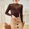 Silk Wool Knitted Bottoming Shirt Women's Long-sleeved Winter New Pullover Semi-turtleneck Top Slim-fitting Sweater