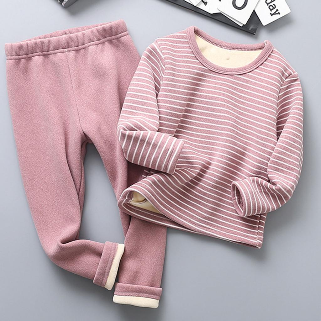 Children's  Fleece-Lined Thermal Underwear Set,  Seamless Clothes, Suitable For Medium And Large Children