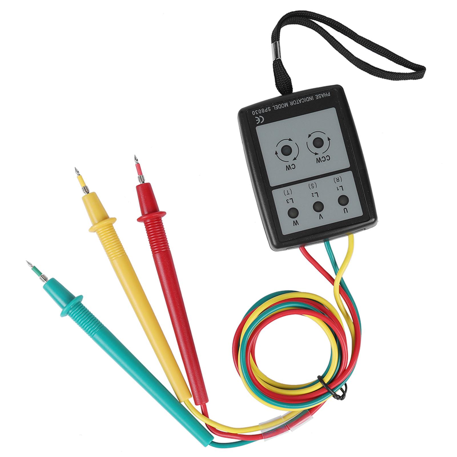 

SP8030 Digital Phase Rotation Indicator LED Buzzer Phase Sequence Meter 60 V‑600V AC