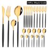 24Pcs Luxury Cutlery Stainless Steel Tableware Mirror Gold Dinnerware Set Western Knife Fork Spoon Flatware Kitchen Silverware