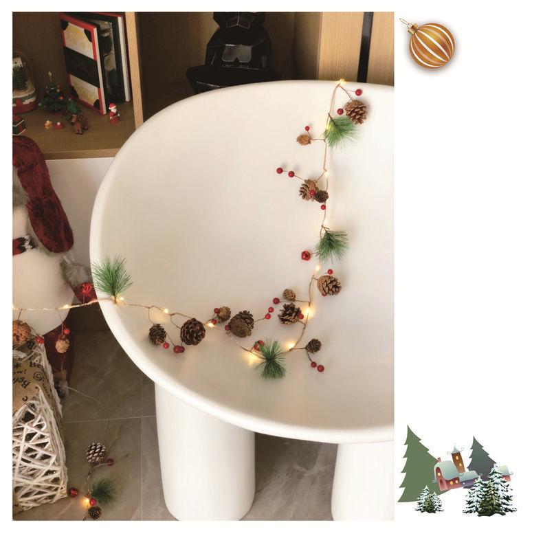 LED String Lights with Pine Cones & Bells for Christmas Tree, Holiday, Living Room & Bedroom Décor
