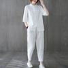 Summer Comfortable Women's Cotton-Linen Two Pieces Suit Sets Classic